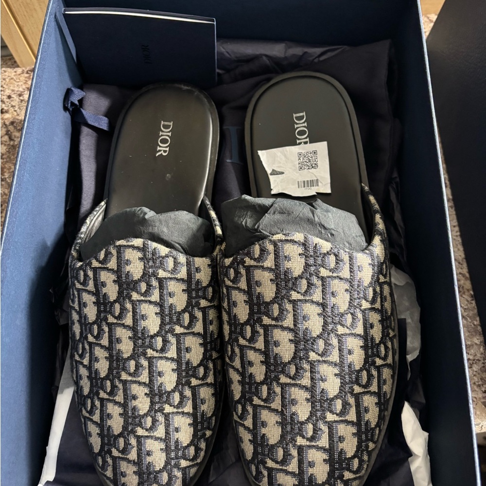 Dior Blue and Cream Loafers